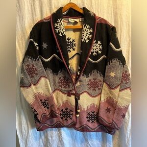 Vintage Flashback Tapestry Blazer Coat with snowflakes. Size M. Like new.